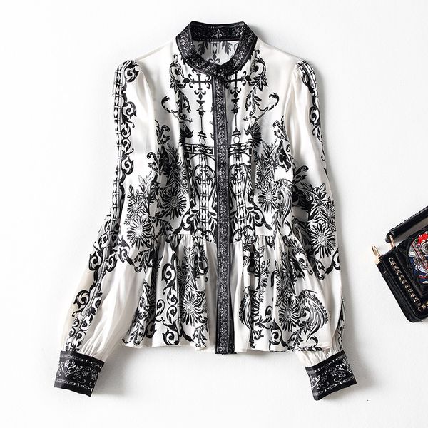 women's blouses & shirts spring long sleeve stand collar paisley print natural real silk single-breasted soie slim blouse elegant casua, White
women's blouses & shirts spring long sleeve stand collar paisley print natural real silk single-breasted soie slim blouse elegant casua, White