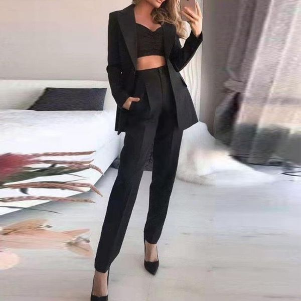 women's two piece pants fashion spring summer women three sets elegant long sleeve blazer + bra +pocket outfits solid office lady suits, White
women's two piece pants fashion spring summer women three sets elegant long sleeve blazer + bra +pocket outfits solid office lady suits, White