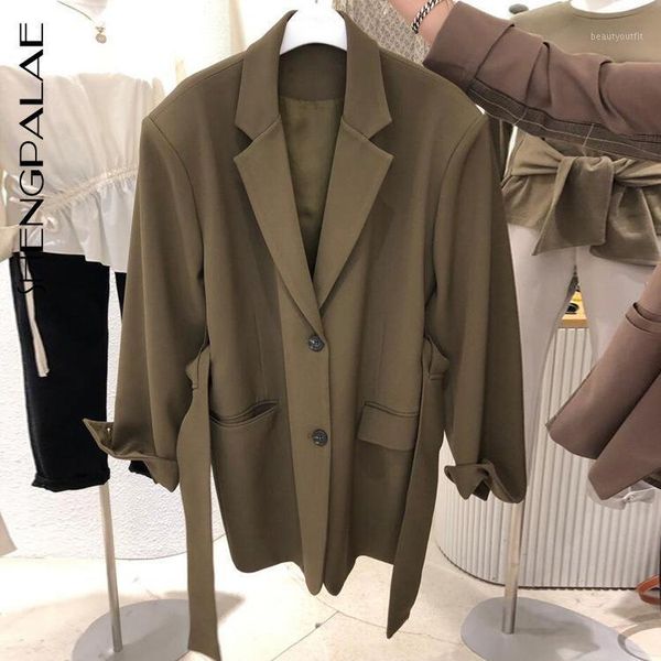 women's suits & blazers shengpalae 2021 woman solid color waist belt blazer long sleeve lapel leisure suit autumn korean loose coat wom, White;black
women's suits & blazers shengpalae 2021 woman solid color waist belt blazer long sleeve lapel leisure suit autumn korean loose coat wom, White;black