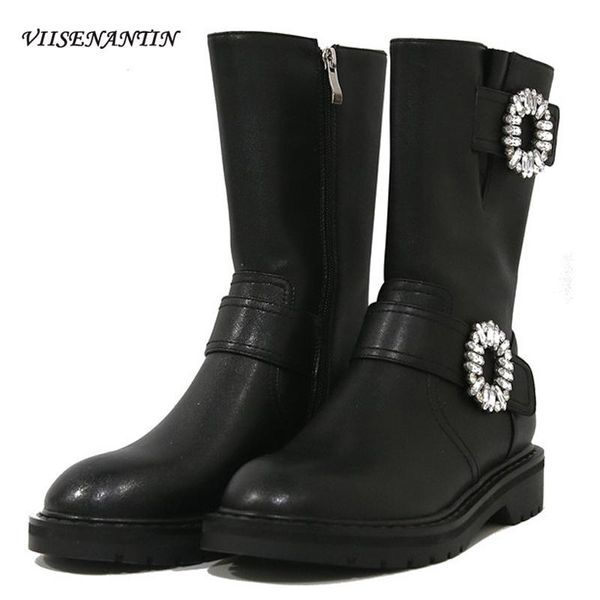 boots autumn /winter crystal round toe flat zipper rhinestone middle tube fashion belt motorcycle women height increase shoes, Black
boots autumn /winter crystal round toe flat zipper rhinestone middle tube fashion belt motorcycle women height increase shoes, Black