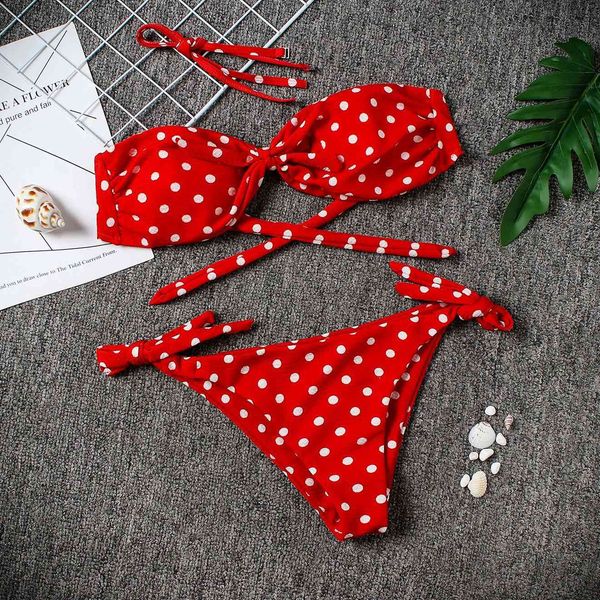dot bra swimsuit sling summer women bikini set, White;black 
dot bra swimsuit sling summer women bikini set, White;black