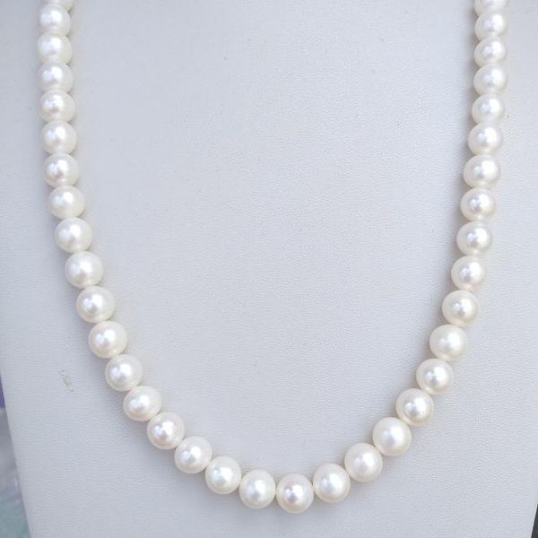 18"9-8mm natural south sea genuine white round perfect pearl necklace chains, Silver
18"9-8mm natural south sea genuine white round perfect pearl necklace chains, Silver