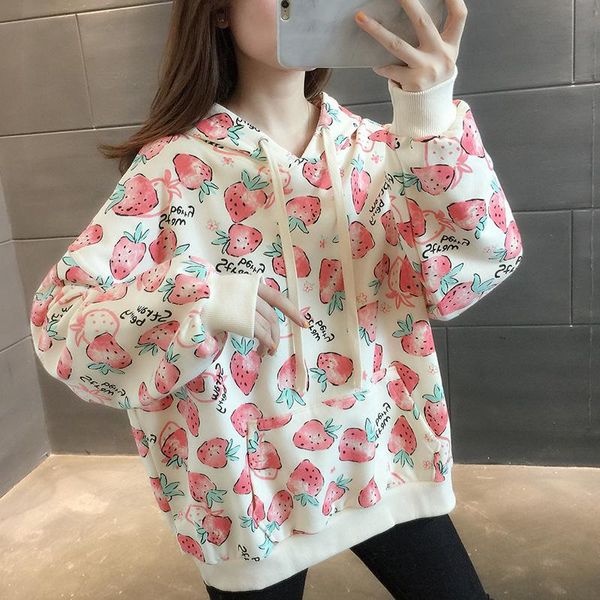 women's hoodies & sweatshirts 2021 spring and autumn thin long-sleeved sweatshirt women korean style loose strawberry print design hood, Black
women's hoodies & sweatshirts 2021 spring and autumn thin long-sleeved sweatshirt women korean style loose strawberry print design hood, Black