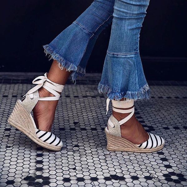 teahoo summer canvas striped espadrilles wedge sandals women ankle strap platform lace up gladiator, Black
teahoo summer canvas striped espadrilles wedge sandals women ankle strap platform lace up gladiator, Black