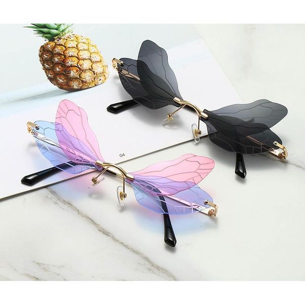 sunglasses unique dragonfly rimless women men fashion gold leg personality sun glasses female brand design outdoor shades, White;black
sunglasses unique dragonfly rimless women men fashion gold leg personality sun glasses female brand design outdoor shades, White;black
