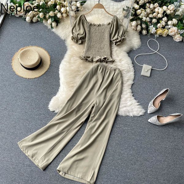 neploe summer korean suit female puff sleeve crop high-waist wide-leg pants ropa mujer fashion two-piece set women 210422, White
neploe summer korean suit female puff sleeve crop high-waist wide-leg pants ropa mujer fashion two-piece set women 210422, White