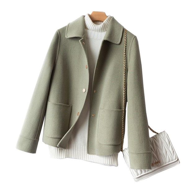 women's wool & blends 2021 double-faced cashmere coat women autumn winter short jacket female outerwear coats, Black
women's wool & blends 2021 double-faced cashmere coat women autumn winter short jacket female outerwear coats, Black