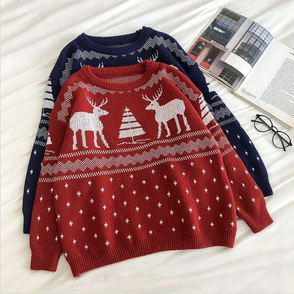 women's sweaters women oversized pullover 2021 autumn winter cute fawn argyle sweater woman long sleeved red christmas knitted, White;black
women's sweaters women oversized pullover 2021 autumn winter cute fawn argyle sweater woman long sleeved red christmas knitted, White;black
