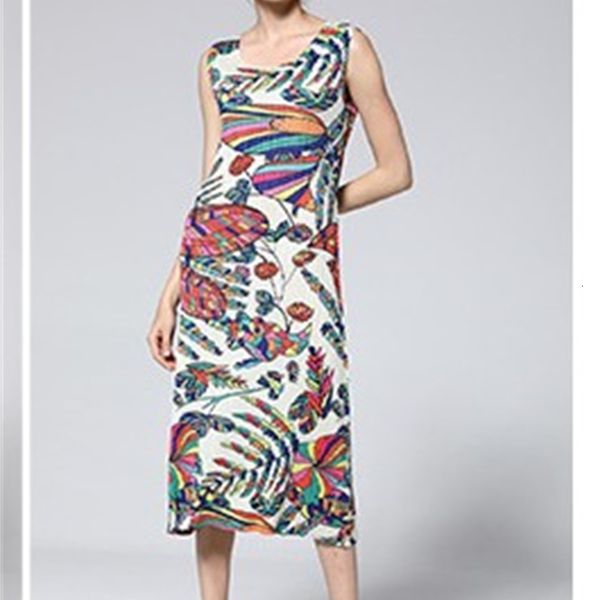 dress miyake fashion fold o-neck print sleeveless straight, Black;gray
dress miyake fashion fold o-neck print sleeveless straight, Black;gray