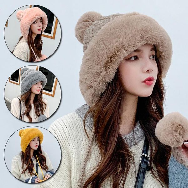 berets winter windproof hat for women cashmere knitted beanies thick pullover cap sanmao ball cute velvet hats, Blue;gray
berets winter windproof hat for women cashmere knitted beanies thick pullover cap sanmao ball cute velvet hats, Blue;gray