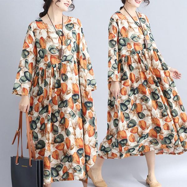 casual dresses plus size spring autumn women fashion elegant oil painting leaf print lady female large big long cotton linen dress, Black;gray
casual dresses plus size spring autumn women fashion elegant oil painting leaf print lady female large big long cotton linen dress, Black;gray