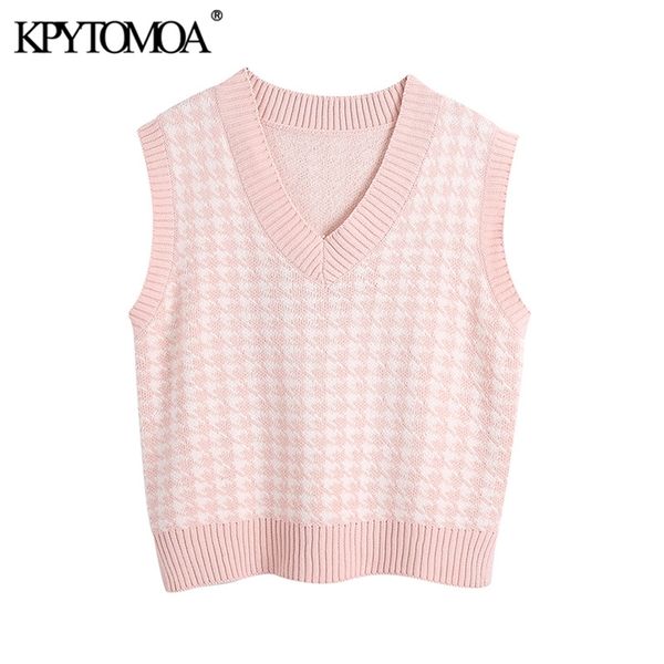 women fashion oversized houndstooth knitted vest sweaters sleeveless side vents female waistcoat chic 210420, Black;white
women fashion oversized houndstooth knitted vest sweaters sleeveless side vents female waistcoat chic 210420, Black;white