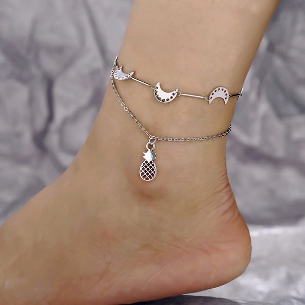 double layer anklets vintage silver color for women bohemian pineapple pendant anklet bracelet jewelry gift, Red;blue
double layer anklets vintage silver color for women bohemian pineapple pendant anklet bracelet jewelry gift, Red;blue