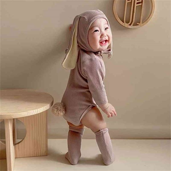 spring autumn baby cute cartoon rabbit outfits infants long sleeve bodysuit + ear cap mid-calf length socks 3pcs set 210508, Blue
spring autumn baby cute cartoon rabbit outfits infants long sleeve bodysuit + ear cap mid-calf length socks 3pcs set 210508, Blue