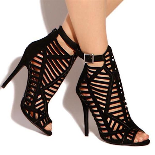 summer fashion night club hollow out super high heel womens sandals flock peep toe narrow band gladiator party shoes, Black
summer fashion night club hollow out super high heel womens sandals flock peep toe narrow band gladiator party shoes, Black