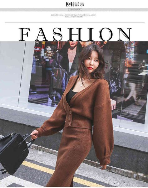 high street women es knitting lantern long sleeve single-breasted v-neck +two piece tall waist skirt set, White
high street women es knitting lantern long sleeve single-breasted v-neck +two piece tall waist skirt set, White