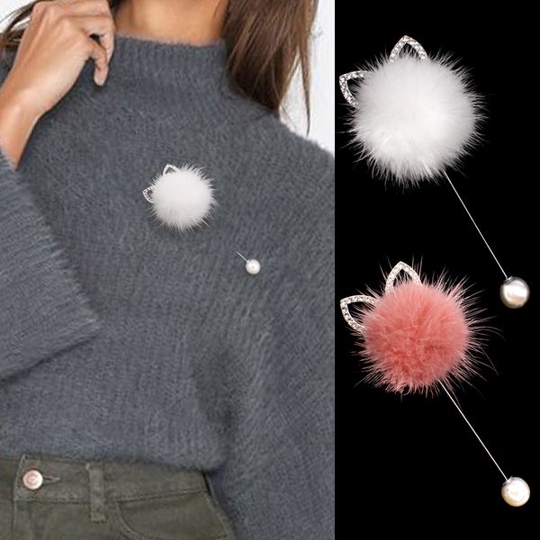 new cute rabbit ears real mink hair fur ball brooch pins for women korean fur pompom piercing lapel brooches collar jewelry gift, Gray
new cute rabbit ears real mink hair fur ball brooch pins for women korean fur pompom piercing lapel brooches collar jewelry gift, Gray
