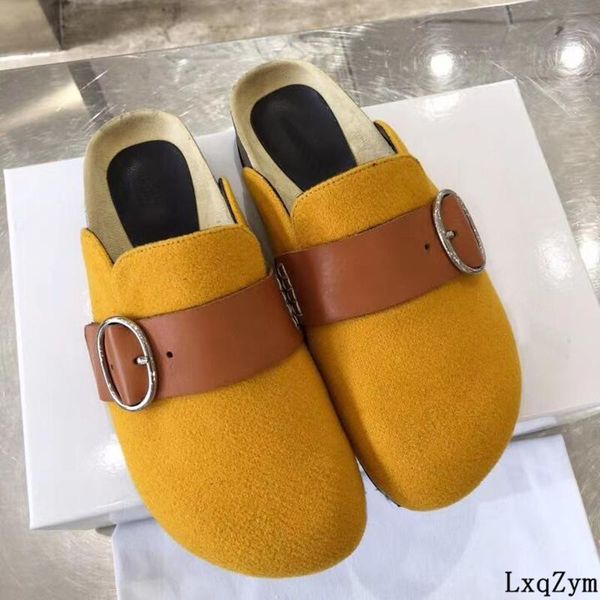 design women lazy mules belt buckle cow suede slippers flat bottom pink yellow comfortable sliders female, Black
design women lazy mules belt buckle cow suede slippers flat bottom pink yellow comfortable sliders female, Black
