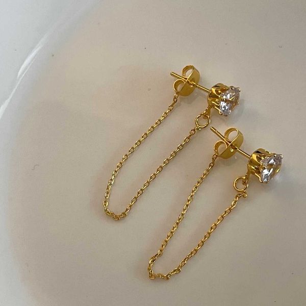 139 new single diamond inlaid rose gold chain tassel earrings simple female e16-10, Silver
139 new single diamond inlaid rose gold chain tassel earrings simple female e16-10, Silver