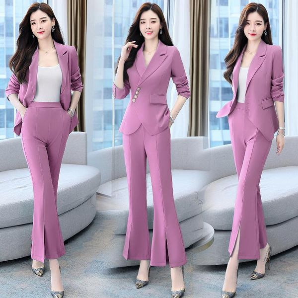 women's two piece pants 2021 autumn spring women pieces suits blazer coat +long split flare trousers office lady sets, White
women's two piece pants 2021 autumn spring women pieces suits blazer coat +long split flare trousers office lady sets, White