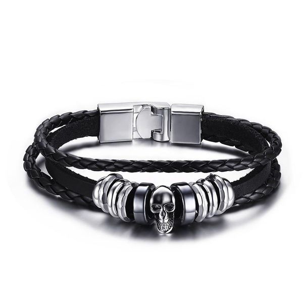 charm bracelets mens leather braided multi layers chain skull cuff wrap bracelet punk gothic type jewelry for men women, Golden;silver
charm bracelets mens leather braided multi layers chain skull cuff wrap bracelet punk gothic type jewelry for men women, Golden;silver