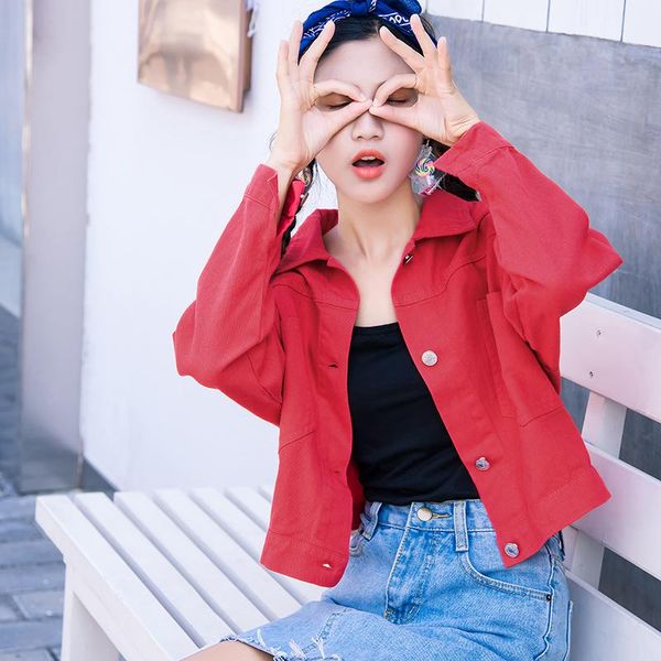 women's jackets 2021 spring womens streetwear denim bomber short coats black white pink yellow red jeans jacket women casual veste femm, Black;brown
women's jackets 2021 spring womens streetwear denim bomber short coats black white pink yellow red jeans jacket women casual veste femm, Black;brown