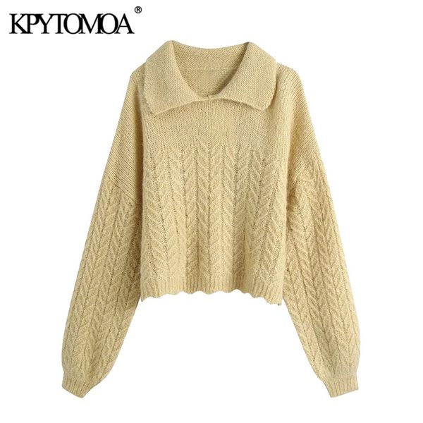 women fashion loose asymmetric cropped knitted sweater lapel collar long sleeve female pullovers chic 210420, White;black
women fashion loose asymmetric cropped knitted sweater lapel collar long sleeve female pullovers chic 210420, White;black