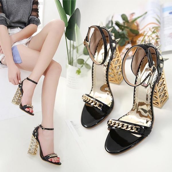 fashion rivet summer high heels sandals cover heel ankle strap women shoes square solid ladies, Black
fashion rivet summer high heels sandals cover heel ankle strap women shoes square solid ladies, Black