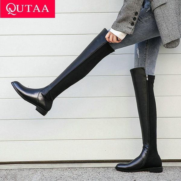 boots qutaa 2022 low heel women shoes genuine leather over the knee high winter platform zipper size 34-40, Black
boots qutaa 2022 low heel women shoes genuine leather over the knee high winter platform zipper size 34-40, Black