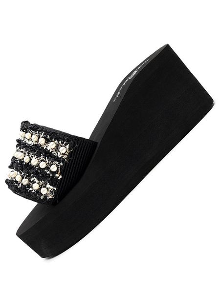 slippers summer non-slip thick-soled pearl webbing flip flops fashionable design slope heel beach sandals all-match women shoes, Black
slippers summer non-slip thick-soled pearl webbing flip flops fashionable design slope heel beach sandals all-match women shoes, Black