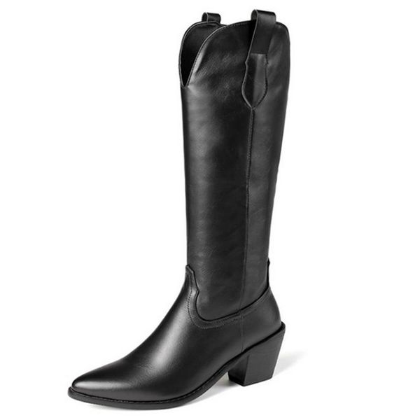 boots 2021 pointed toe zipper concise women shoes pu leather square middle heel autumn fashion knee high size 34-43, Black
boots 2021 pointed toe zipper concise women shoes pu leather square middle heel autumn fashion knee high size 34-43, Black