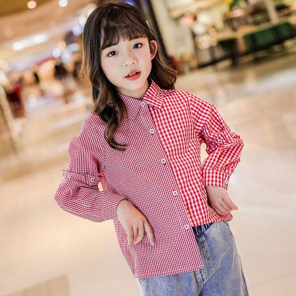 shirts red plaid patchwork blouse teenage girls long short sleeve cotton for kids casual school children clothing, White;black
shirts red plaid patchwork blouse teenage girls long short sleeve cotton for kids casual school children clothing, White;black