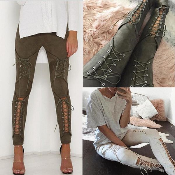 women's pants & capris lace up cut out suede leather pencil fashion women trousers bandage legging, Black;white
women's pants & capris lace up cut out suede leather pencil fashion women trousers bandage legging, Black;white