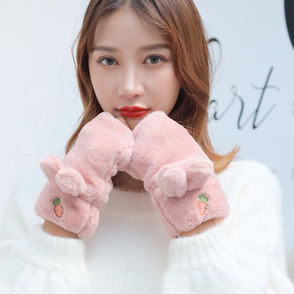 five fingers gloves pink grey winter girls half finger ears plush warm play fingerless mittens soft thicken outdoor glove, Blue;gray
five fingers gloves pink grey winter girls half finger ears plush warm play fingerless mittens soft thicken outdoor glove, Blue;gray