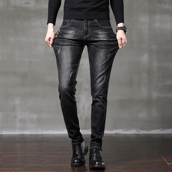 men's jeans stretch slim-fitting small straight korean-style versatile five bag models glamourous wear benchmark pants, Blue
men's jeans stretch slim-fitting small straight korean-style versatile five bag models glamourous wear benchmark pants, Blue