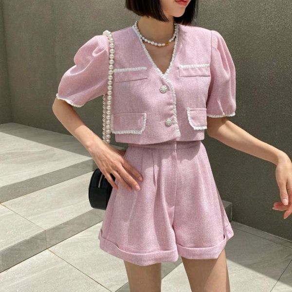 women's tracksuits elegant korean summer 2 piece set 2021 temperament tweed v-neck puff sleeve crop coat + elastic waist short pants ou, Gray
women's tracksuits elegant korean summer 2 piece set 2021 temperament tweed v-neck puff sleeve crop coat + elastic waist short pants ou, Gray