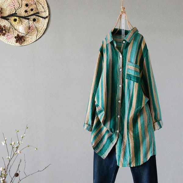 arrival female spring sleeve loose shirts all combined casual cotton linen vintage shirt striped ladies long s575, White
arrival female spring sleeve loose shirts all combined casual cotton linen vintage shirt striped ladies long s575, White