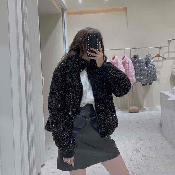women's down & parkas 2021 winter white duck puffer jacket parka coat female fashion sequined short thick warm loose, Black
women's down & parkas 2021 winter white duck puffer jacket parka coat female fashion sequined short thick warm loose, Black