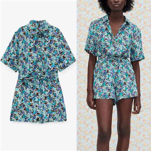 summer floral print short jumpsuit women fashion side pockets tied belt blue playsuits woman button up vintage 210524, Black;white
summer floral print short jumpsuit women fashion side pockets tied belt blue playsuits woman button up vintage 210524, Black;white