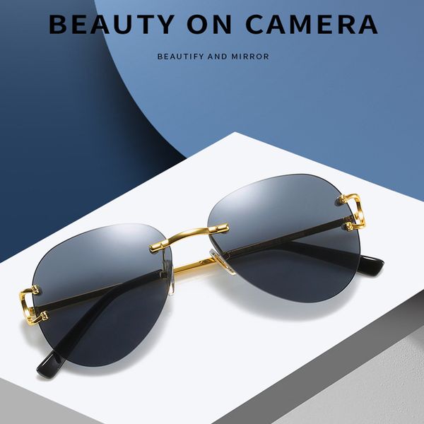 2021 new big frame toad men's frameless trend women's sunglasses fashion optical glasses, White;black
2021 new big frame toad men's frameless trend women's sunglasses fashion optical glasses, White;black