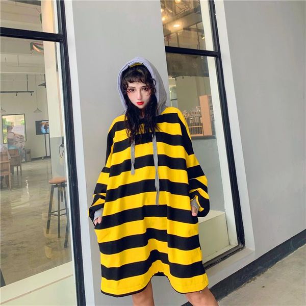 casual dresses harajuku women dress winter korean fashion striped plus velvet loose warm hooded student, Black;gray
casual dresses harajuku women dress winter korean fashion striped plus velvet loose warm hooded student, Black;gray