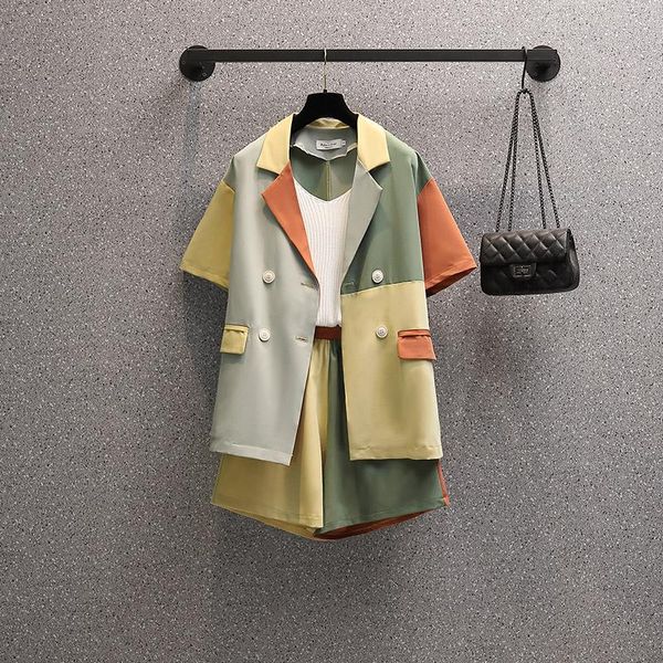 women's tracksuits 4xl plus size office ladies three-piece suit summer short sleeve patchwork double breasted blazer coat and vest shor, Gray
women's tracksuits 4xl plus size office ladies three-piece suit summer short sleeve patchwork double breasted blazer coat and vest shor, Gray