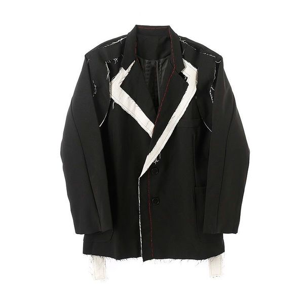 iefb /men's wear design blazers rough selvedge contrast color patchwork handmade bright line niche oversize suit coat 9y3751 210524, White;black
iefb /men's wear design blazers rough selvedge contrast color patchwork handmade bright line niche oversize suit coat 9y3751 210524, White;black