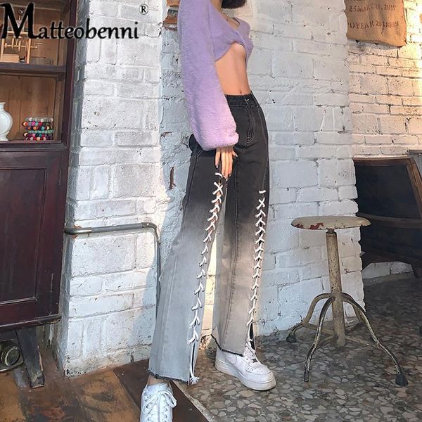 fashion ladies gradient high waist jeans split drawstring lace up chic denim harajuku straight pants streetwear casual trousers women's, Blue
fashion ladies gradient high waist jeans split drawstring lace up chic denim harajuku straight pants streetwear casual trousers women's, Blue