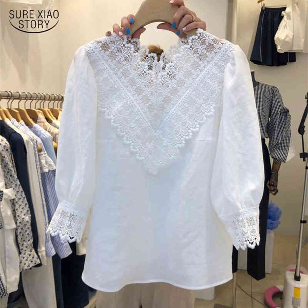 sweet lace stitching v-neck womens and blouses long sleeve spring korean style solid cotton shirt women blusas 13527 210415, White
sweet lace stitching v-neck womens and blouses long sleeve spring korean style solid cotton shirt women blusas 13527 210415, White