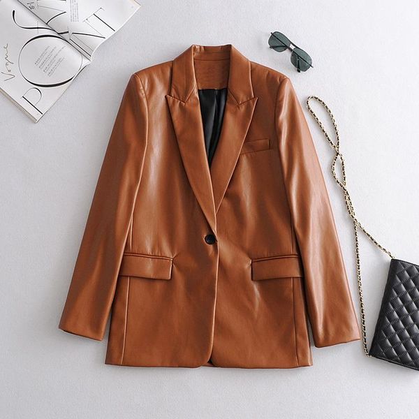 women's leather & faux loose pu blazers women jacket coat brown women's jackets outerwear ladies coats female suit, Black
women's leather & faux loose pu blazers women jacket coat brown women's jackets outerwear ladies coats female suit, Black