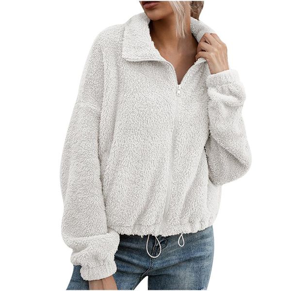 women's fur & faux winter coat loose plush jacket zipper solid warm outwear lamb coats long sleeve autumn abrigo, Black
women's fur & faux winter coat loose plush jacket zipper solid warm outwear lamb coats long sleeve autumn abrigo, Black
