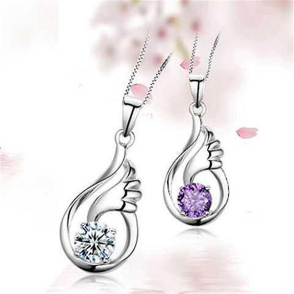 chains european and american personality noble temperament pure white copper crystal silver-plated angel wing necklace
chains european and american personality noble temperament pure white copper crystal silver-plated angel wing necklace