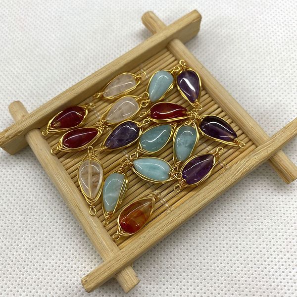 9x21mm gold wire wrap natural crystal stone waterdrop charms quartz pendants trendy for jewelry making wholesale, Bronze;silver
9x21mm gold wire wrap natural crystal stone waterdrop charms quartz pendants trendy for jewelry making wholesale, Bronze;silver