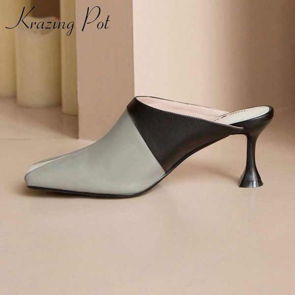 dress shoes krazing pot mixed colors modern catwalk full grain leather high strange heels slip on summer mules square toe women l6f1, Black
dress shoes krazing pot mixed colors modern catwalk full grain leather high strange heels slip on summer mules square toe women l6f1, Black